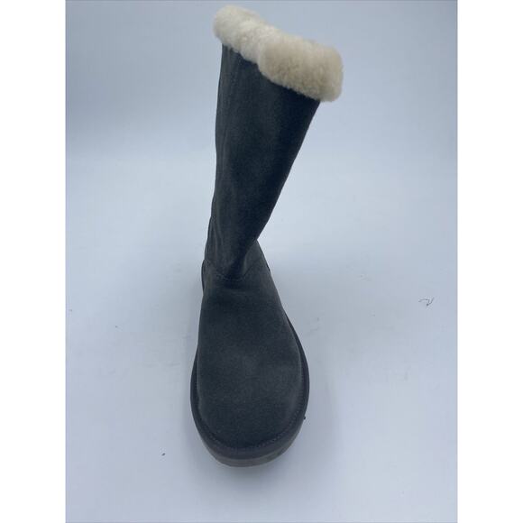 Koolaburra By Ugg Gray Suede Short Faux Fur Button Boots Women's sz 5 - Picture 10 of 13